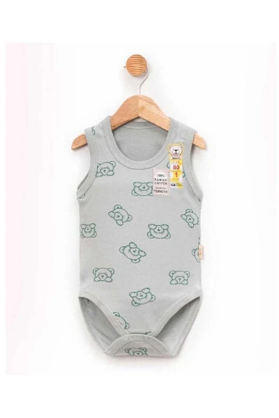 Yenidoʻgʻan Bebek Ayiq naqshli osma 100% paxta badi qisqichli badi zıbın body - MYZİ STORE