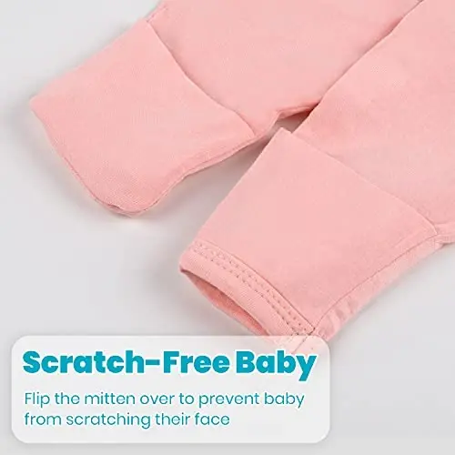 Newborn Baby Knotted Gown, Super Soft Silky Infant Long Sleeve Sleeper with Mittens and Hat & Bowknot Set (Extra Long) - 4