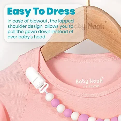 Newborn Baby Knotted Gown, Super Soft Silky Infant Long Sleeve Sleeper with Mittens and Hat & Bowknot Set (Extra Long) - 3