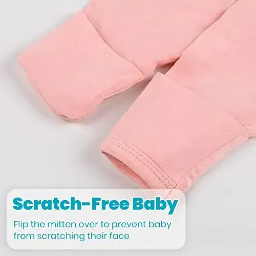 Newborn Baby Knotted Gown, Super Soft Silky Infant Long Sleeve Sleeper with Mittens and Hat & Bowknot Set (Extra Long) - 4