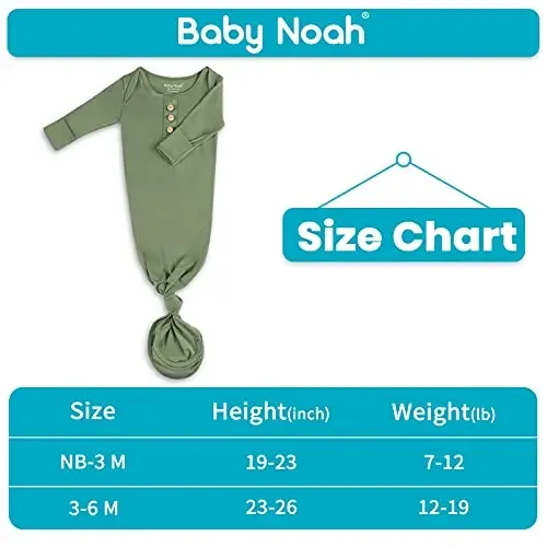 Newborn Baby Knotted Gown, Super Soft Silky Infant Sleeper, Baby Girl Sleep Gown with Mittens, Bow, and Hat Set - 7