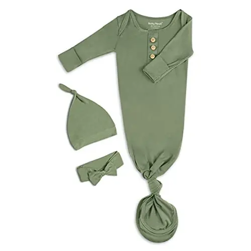 Newborn Baby Knotted Gown, Super Soft Silky Infant Long Sleeve Sleeper with Tie Bottom, Baby Girl and Boy Sleep Gown - 1