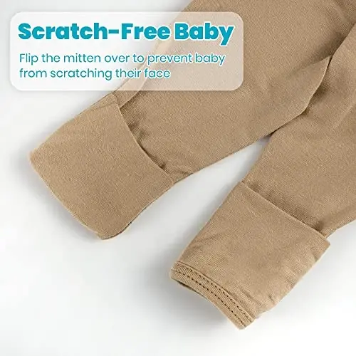 Newborn Baby Knotted Gown, Super Soft Silky Infant Sleeper, Baby Girl Sleep Gown with Mittens, Bow, and Hat Set - 5