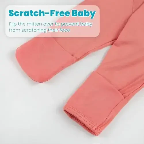 Newborn Baby Knotted Gown, Super Soft Silky Infant Sleeper, Baby Girl Sleep Gown with Mittens, Bow, and Hat Set - 5