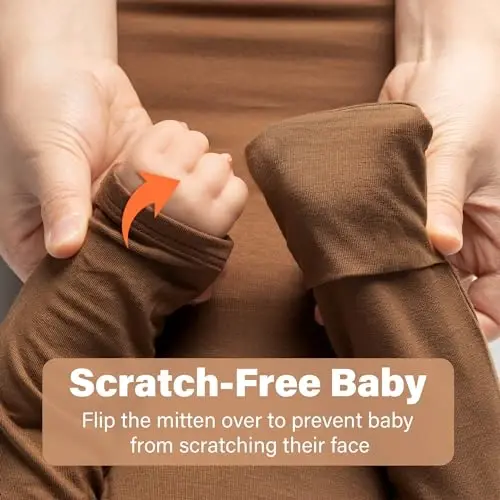 Newborn Baby Knotted Gown, Super Soft Silky Infant Sleeper, Baby Girl Sleep Gown with Mittens, Bow, Clip and Hat Set - 5