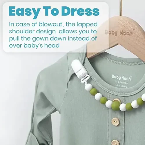 Newborn Baby Knotted Gown, Super Soft Silky Infant Sleeper, Baby Girl Sleep Gown with Mittens, Bow, Clip and Hat Set - 3