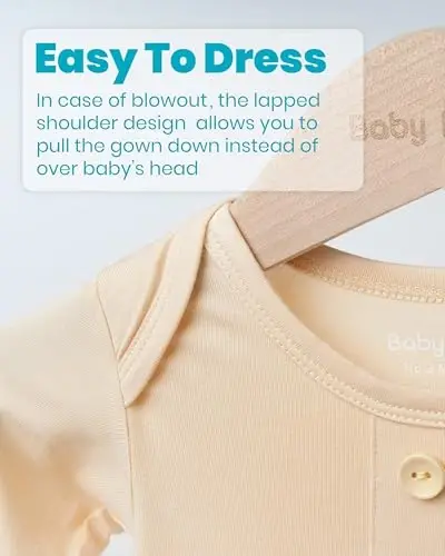 Newborn Baby Knotted Gown, Super Soft Silky Infant Sleeper, Baby Girl Sleep Gown with Mittens, Bow, and Hat Set - 4