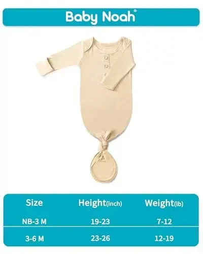 Newborn Baby Knotted Gown, Super Soft Silky Infant Sleeper, Baby Girl Sleep Gown with Mittens, Bow, and Hat Set - 3