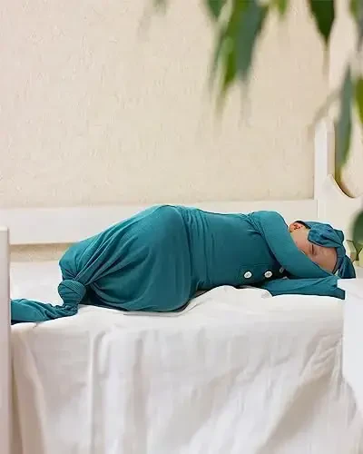 Newborn Baby Knotted Gown, Super Soft Silky Infant Sleeper, Baby Girl Sleep Gown with Mittens, Bow, and Hat Set - NEWBORN (1)