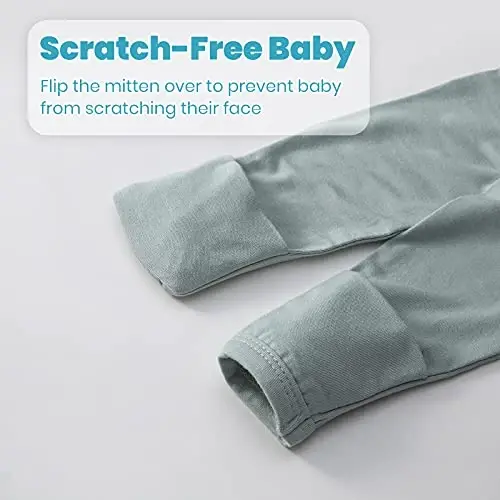 Newborn Baby Knotted Gown, Super Soft Silky Infant Long Sleeve Sleeper with Mittens and Hat & Bowknot Set (Extra Long) - 5