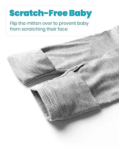 Newborn Baby Knotted Gown, Super Soft Silky Infant Long Sleeve Sleeper with Mittens and Hat & Bowknot Set (Extra Long) - 4