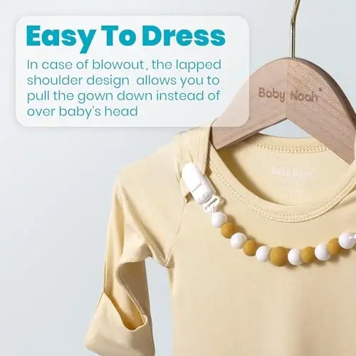 Newborn Baby Knotted Gown, Super Soft Silky Infant Long Sleeve Sleeper with Mittens and Hat & Bowknot Set (Extra Long) - 3