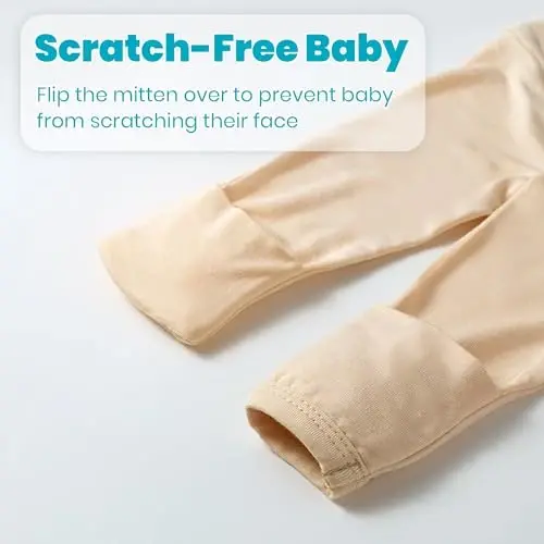 Newborn Baby Knotted Gown, Super Soft Silky Infant Long Sleeve Sleeper with Mittens and Hat & Bowknot Set (Extra Long) - 4