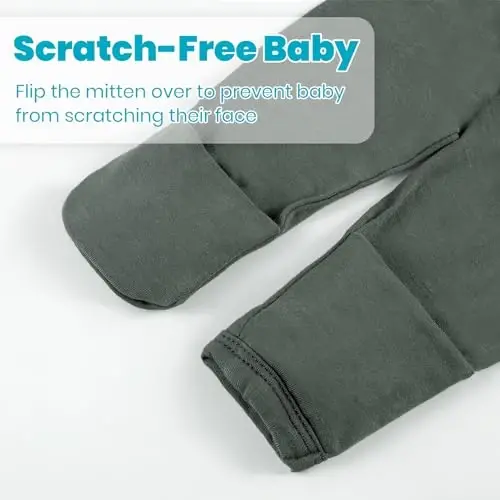 Newborn Baby Knotted Gown, Super Soft Silky Infant Long Sleeve Sleeper with Mittens and Hat & Bowknot Set (Extra Long) - 4