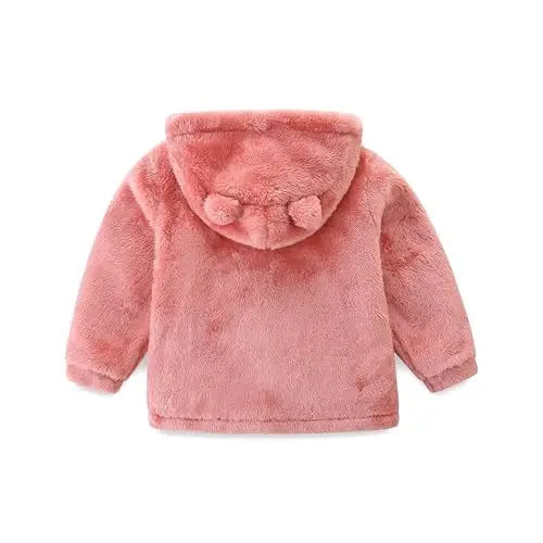 Newborn Infant Baby Boys Girls Cartoon Fleece Hooded Jacket Coat with Ears Warm Todder Kids Outwear Coat Zipper Up 1-6Y - 2