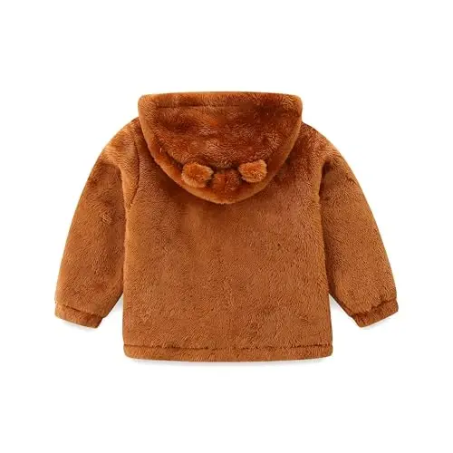 Newborn Infant Baby Boys Girls Cartoon Fleece Hooded Jacket Coat with Ears Warm Todder Kids Outwear Coat Zipper Up 1-6Y - 2