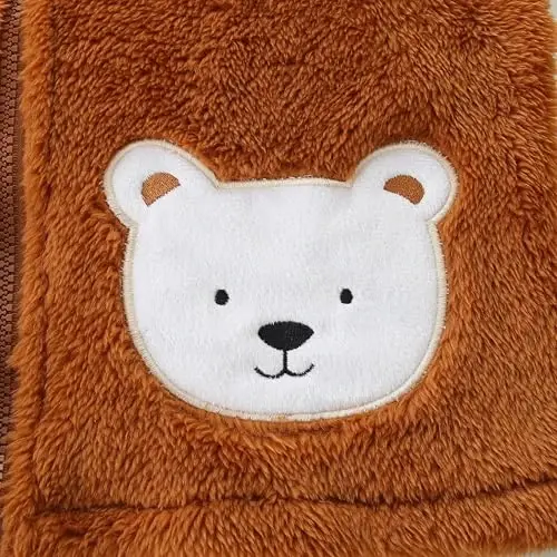 Newborn Infant Baby Boys Girls Cartoon Fleece Hooded Jacket Coat with Ears Warm Todder Kids Outwear Coat Zipper Up 1-6Y - 4