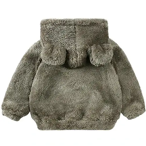 Newborn Infant Baby Boys Girls Cartoon Fleece Hooded Jacket Coat with Ears Warm Todder Kids Outwear Coat Zipper Up 0-6Y - 2