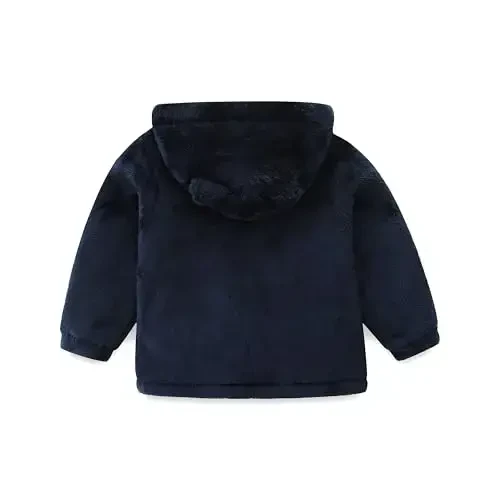 Newborn Infant Baby Boys Girls Cartoon Fleece Hooded Jacket Coat with Ears Warm Todder Kids Outwear Coat Zipper Up 1-6Y - NEWBORN (1)
