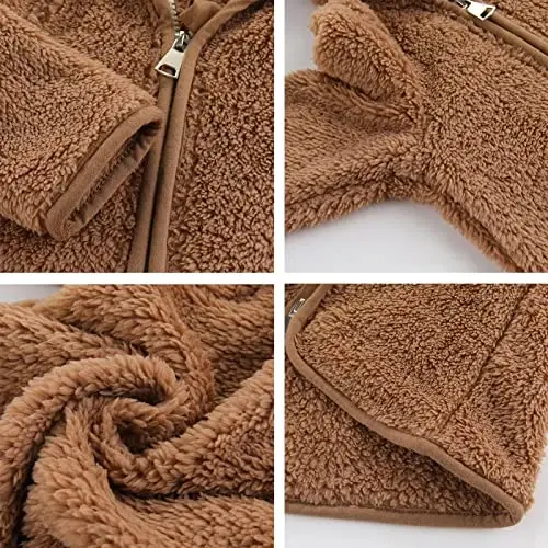 Newborn Infant Baby Boys Girls Cartoon Fleece Hooded Jacket Coat with Ears Warm Todder Kids Outwear Coat Zipper Up 0-6Y - 4