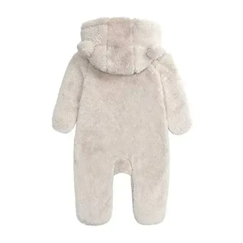 Newborn Baby Snowsuit Fleece Lined Onesie Outfits Warm Hooded Romper for Infant - NEWBORN (1)
