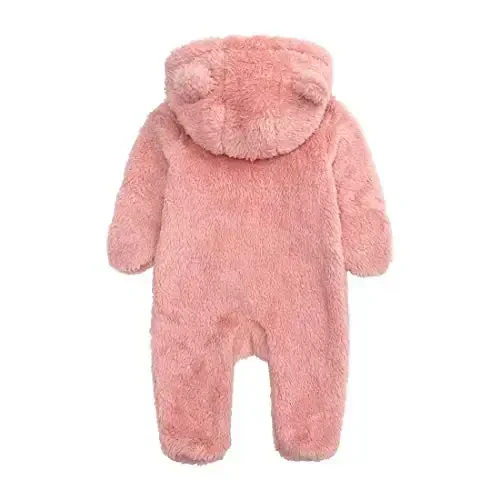 Newborn Baby Snowsuit Fleece Lined Onesie Outfits Warm Hooded Romper for Infant - NEWBORN (1)