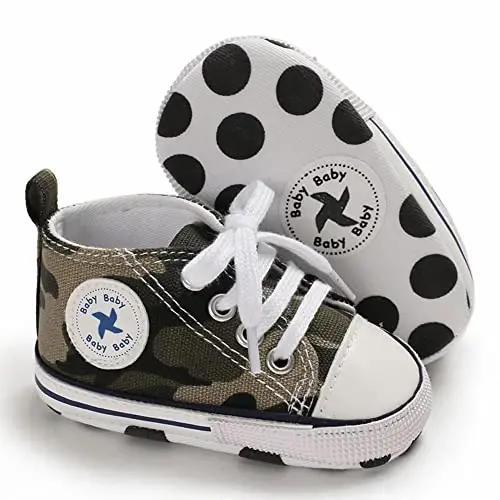Newborn Baby Girls Boys Canvas Shoes Infant Soft Sole Slip On First Walkers Sneaker Toddler Flat Loafers High Top Crib Denim Unisex Moccasins Shoe 
