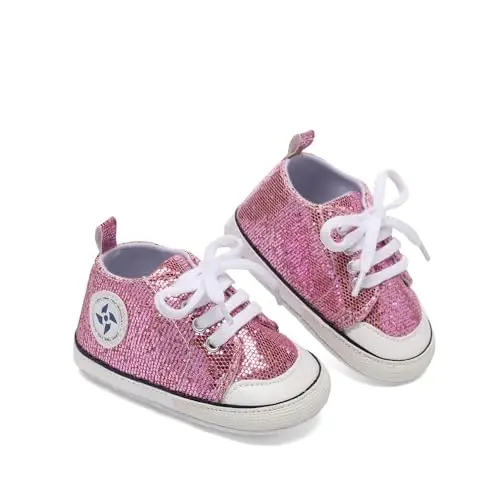 Newborn Baby Girls Boys Canvas Shoes Infant Soft Sole Slip On First Walkers Sneaker Toddler Flat Loafers High Top Crib Denim Unisex Moccasins Shoe - 3