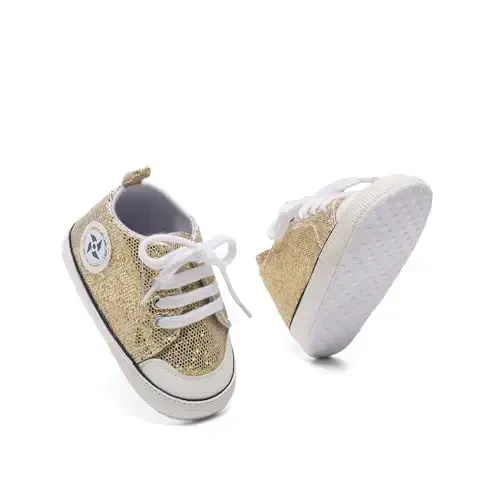 Newborn Baby Girls Boys Canvas Shoes Infant Soft Sole Slip On First Walkers Sneaker Toddler Flat Loafers High Top Crib Denim Unisex Moccasins Shoe - 4