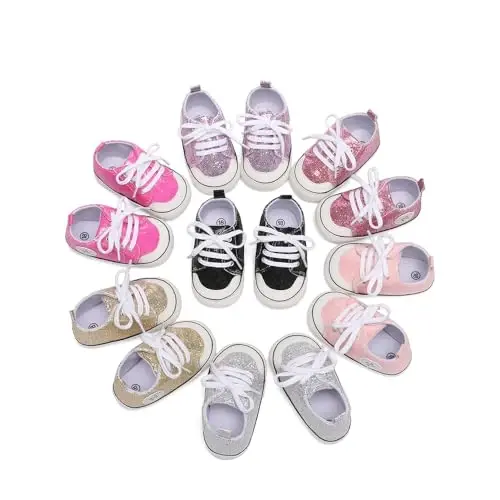 Newborn Baby Girls Boys Canvas Shoes Infant Soft Sole Slip On First Walkers Sneaker Toddler Flat Loafers High Top Crib Denim Unisex Moccasins Shoe - 11