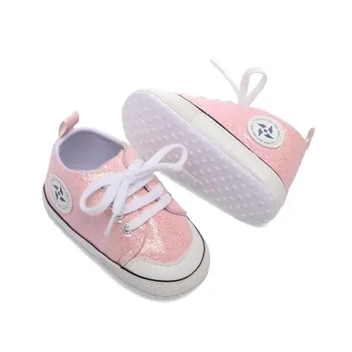 Newborn Baby Girls Boys Canvas Shoes Infant Soft Sole Slip On First Walkers Sneaker Toddler Flat Loafers High Top Crib Denim Unisex Moccasins Shoe - 5