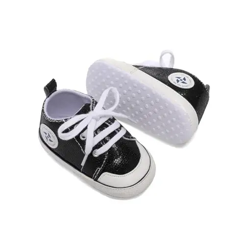 Newborn Baby Girls Boys Canvas Shoes Infant Soft Sole Slip On First Walkers Sneaker Toddler Flat Loafers High Top Crib Denim Unisex Moccasins Shoe - 4