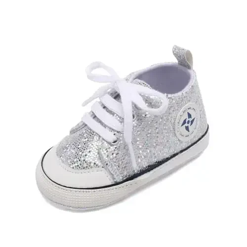 Newborn Baby Girls Boys Canvas Shoes Infant Soft Sole Slip On First Walkers Sneaker Toddler Flat Loafers High Top Crib Denim Unisex Moccasins Shoe - NEWBORN