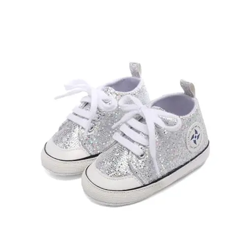Newborn Baby Girls Boys Canvas Shoes Infant Soft Sole Slip On First Walkers Sneaker Toddler Flat Loafers High Top Crib Denim Unisex Moccasins Shoe - 4