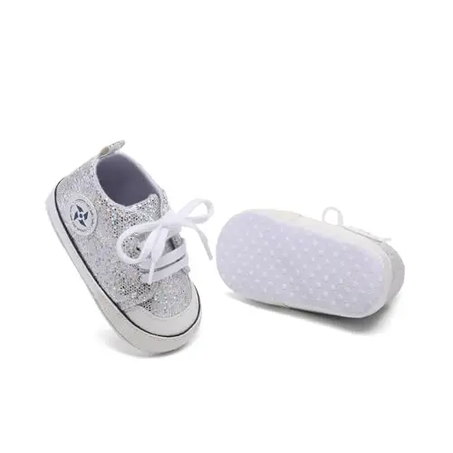 Newborn Baby Girls Boys Canvas Shoes Infant Soft Sole Slip On First Walkers Sneaker Toddler Flat Loafers High Top Crib Denim Unisex Moccasins Shoe - 5