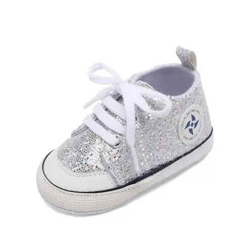 Newborn Baby Girls Boys Canvas Shoes Infant Soft Sole Slip On First Walkers Sneaker Toddler Flat Loafers High Top Crib Denim Unisex Moccasins Shoe - NEWBORN