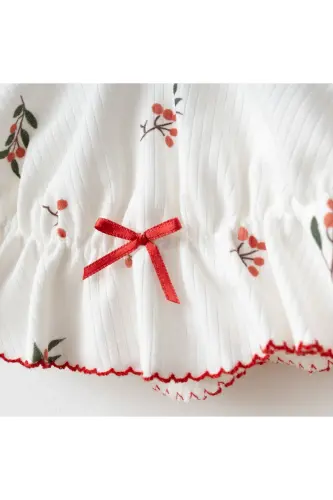 Yenidoğan Bebek Pamuklu Kumaş Kokina işlemeli 5 Parça Hastane Çıkışı Zıbın Seti-Beyaz - LIMEBABIES (1)