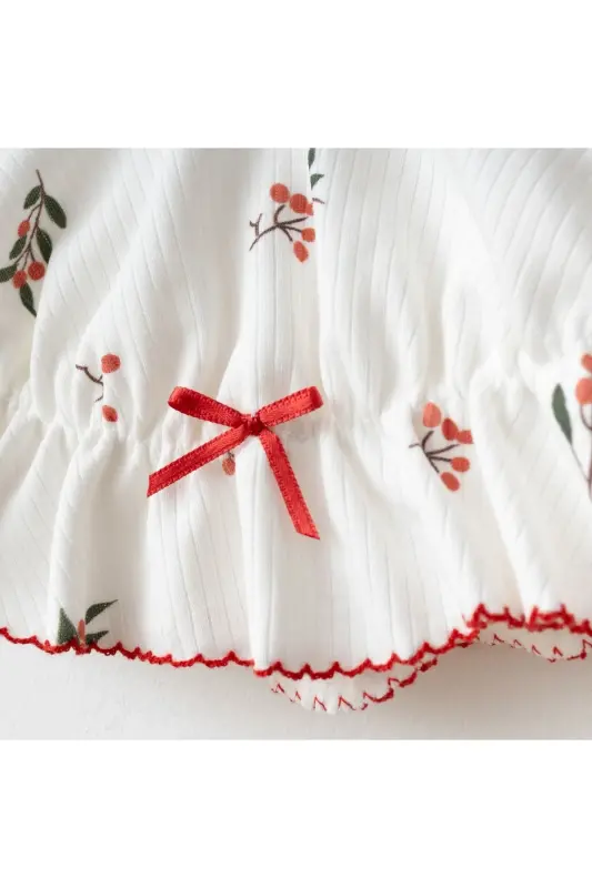 Yenidoğan Bebek Pamuklu Kumaş Kokina işlemeli 5 Parça Hastane Çıkışı Zıbın Seti-Beyaz - 2