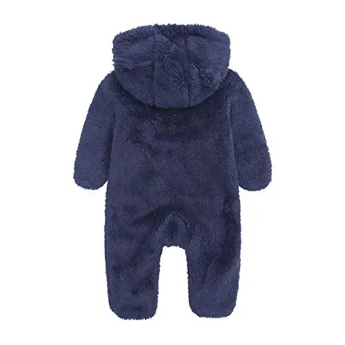 Baby Hooded Fleece Romper Long Sleeve Onesie Outwear Outfits 0-12M | Fall Winter Clothes,Halloween Outfits,Soft and Warm,Cute Bear Onesie,Baby Snowsuit - 6