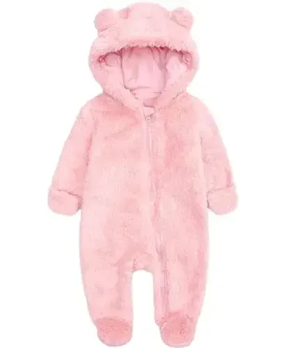 Newborn Baby Romper Fleece Onesie Jumpsuit Toddler Warm Hooded Outwear Outfits for Infant 