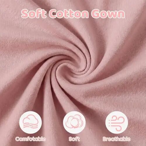 Newborn Knotted Baby Gown 0-6 Months, Super Soft Breathable Nightgowns for Babies Girl and Boy, Baby Girls Coming Home Hospital Outfit with Hat Set Pink - MIKCCER (1)
