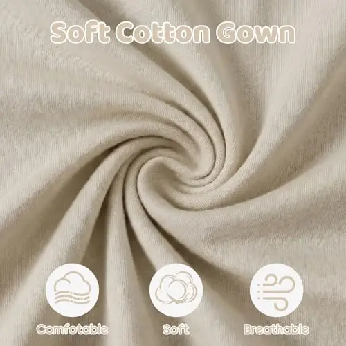 Newborn Knotted Baby Gown 0-6 Months, Super Soft Breathable Nightgowns for Babies Girl and Boy, Baby Girls Coming Home Hospital Outfit with Hat Set Oatmeal - NEWBORN (1)