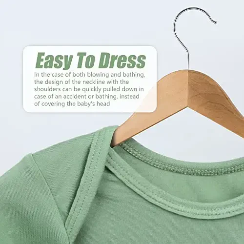 Newborn Knotted Baby Gown 0-6 Months, Super Soft Breathable Nightgowns for Babies Girl and Boy, Baby Girls Coming Home Hospital Outfit with Hat Set Green - 3