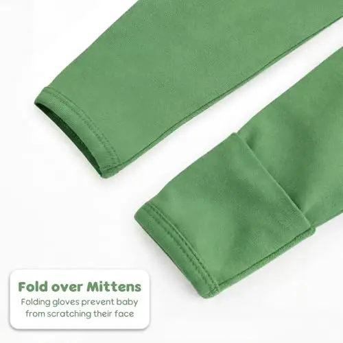 Newborn Knotted Baby Gown 0-6 Months, Super Soft Breathable Nightgowns for Babies Girl and Boy, Baby Girls Coming Home Hospital Outfit with Hat Set Green - 6