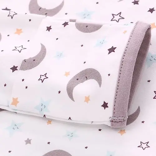 Miracle Baby Newborn Knotted Nightgown Long Sleeve with Matching Hat Set 3 Pack, Baby Sleeper Gowns Unisex Home Outfits Set with Mitten Cuffs for Boys Girls 0-3 Months, Length 26 inch - 6