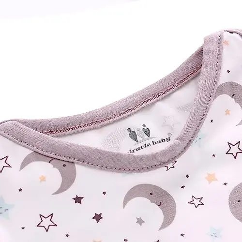 Newborn Knotted Nightgown Long Sleeve with Matching Hat Set 3 Pack, Unisex Baby Sleeper Gowns Coming Home Outfits Set with Mitten Cuffs for Boys Girls 3-6 Months - 4