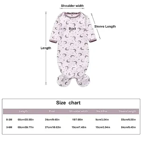 Miracle Baby Newborn Knotted Nightgown Long Sleeve with Matching Hat Set 3 Pack, Unisex Baby Sleeper Gowns Coming Home Outfits Set with Mitten Cuffs for Boys Girls 3-6 Months - 3