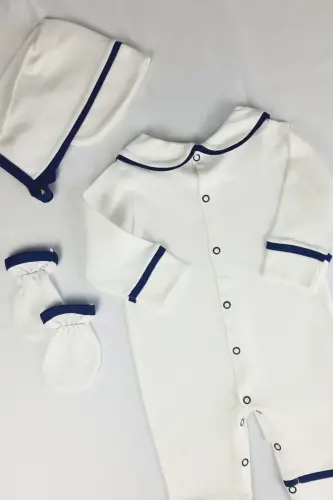 Yenidoğan Erkek Bebek Isimli Bebek Tulum Hastane Çıkışı Bebek Anı Seti Mevlüt Takımı Hediyelik-Lacivert - 3