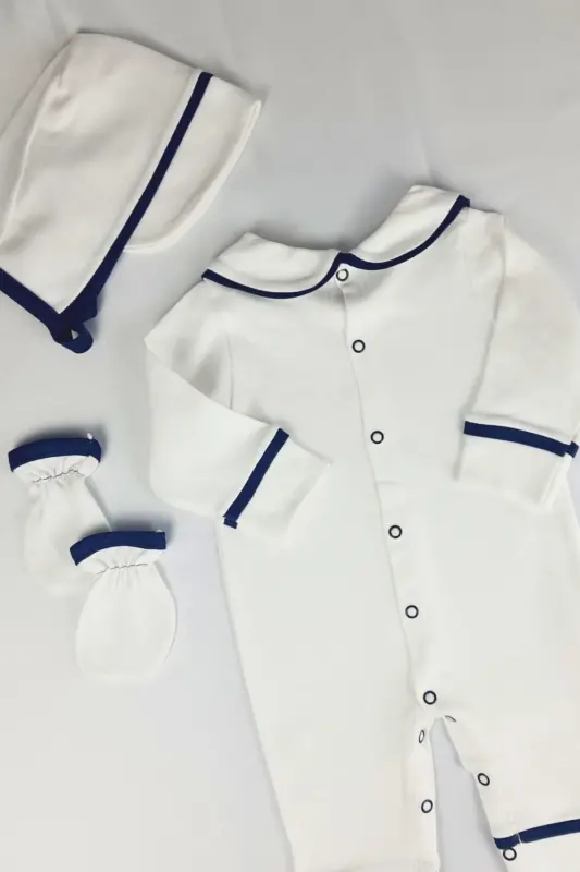 Yenidoğan Erkek Bebek Isimli Bebek Tulum Hastane Çıkışı Bebek Anı Seti Mevlüt Takımı Hediyelik-Lacivert - 3