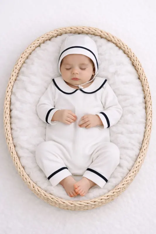 Yenidoğan Erkek Bebek Isimli Bebek Tulum Hastane Çıkışı Bebek Anı Seti Mevlüt Takımı Hediyelik-Lacivert - 1